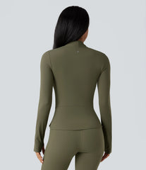 Halara UltraSculpt™ Push-Up Long Sleeve Thumb Hole Zipper Ruffle Hem Yoga Curvy Jacket