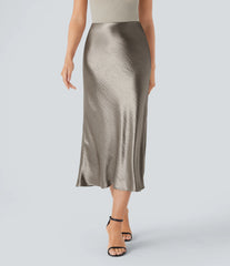 High Waisted Satin Midi Work Mermaid Skirt