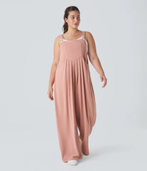 Pockets Waffle Casual Plus Size Overalls