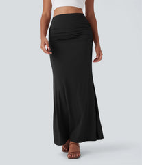 High Waisted Tummy Control Butt Lifting 2-in-1 Midi Casual Mermaid Skirt
