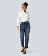 Halara Flex™ High Waisted Drawstring Rolled Hem Casual Slim Jeans with Pockets
