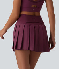 Breezeful™ High Waisted Pleated 2-in-1 Contrast Mesh Quick Dry Mini Workout Skirt with Pockets