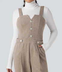 Ribbed Casual Overalls with Pockets