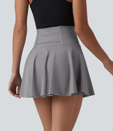SoftlyZero™ Airy High Waisted 2-in-1 InstantCool Flare Mini Tennis Skirt with Pockets-UPF50+