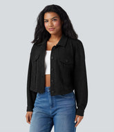 Long Sleeve Knit Waffle Casual Jacket with Pockets