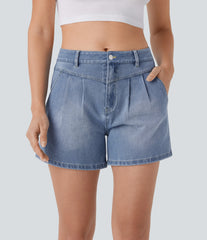Halara Flex™ High Waisted Washed Denim Casual Shorts with Pockets