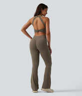 Halara UltraSculpt™ Twisted Backless Tummy Control Butt Lifting Bootcut Workout Jumpsuit with Pockets-Easy Peezy Edition