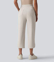 Halara Flex™ High Waisted Curved Hem Herringbone Work Cropped Tapered Pants with Pockets