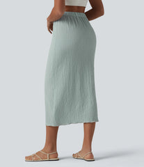 High Waisted Midi Casual Skirt