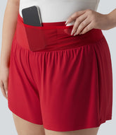 SoftlyZero™ Airy High Waisted Tummy Control 2-in-1 InstantCool Yoga Plus Size Shorts with Pockets