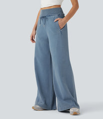 Halara Flex™ High Waisted Drawstring Casual French Terry Baggy Sweatpants Jeans with Pockets