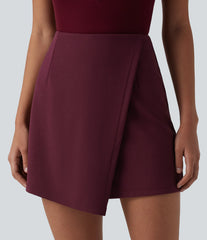 Wrinkle-resistant High Waisted Longer Mini Work Skort