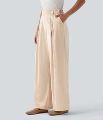 Halara Flex™ High Waisted Wide Leg Satin Work Pants with Pockets