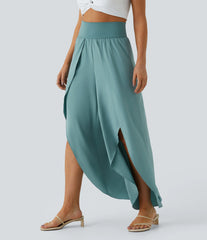 Breezeful™ High Waisted Back Waistband Pocket Palazzo Flowy Wide Leg Quick Dry Casual Pants