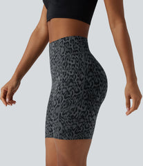 Halara UltraSculpt™ Leopard Print High Waisted Scrunch Butt Lifting Tummy Control Training Biker Shorts 7'' with Pockets