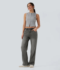 Halara Flex™ Low Rise Straight Leg Casual Jeans with Pockets