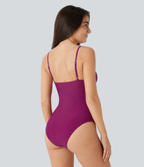 Deep V Neck Tummy Control One Piece Swimsuit