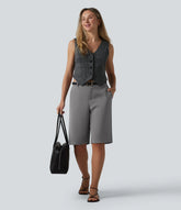 Halara Flex™ Mid Rise Pedal Pushers Work Straight Leg Pants with Pockets