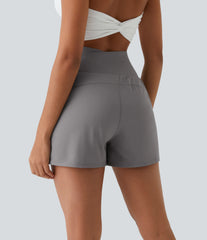 High Waisted Crossover Pocket 2-in-1 Casual Shorts