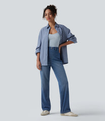 Halara Flex™ High Waisted Tummy Control Straight Leg Casual Jeans with Pockets