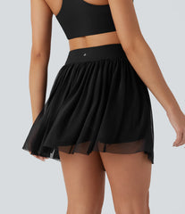 High Waisted Tummy Control 2-in-1 Pocket Mesh Mini Pickleball Skirt