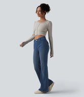 Halara Flex™ V-Shaped High Waisted Casual Flare Jeans with Pockets