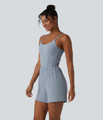 SoftlyZero™ Airy Twisted Backless Adjustable Straps 2-in-1 Built-in Bra InstantCool Yoga Romper with Pocket-Easy Peezy