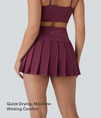 Breezeful™ High Waisted Pleated 2-in-1 Side & Pocket Asymmetric Hem Quick Dry Mini Dance Skirt