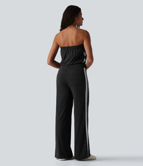 SoftlyZero™ QuickDry Tube Side Stripes Casual Jumpsuit with Pockets-Easy Peezy