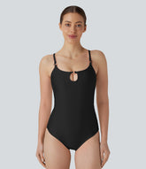 Ribbed Ring Cut Out One Piece Swimsuit
