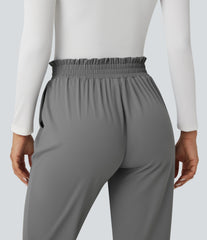 Halara Flex™ Mid Rise Frill Tapered Quick Dry Work Pants with Pockets-UPF40+