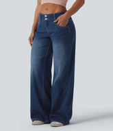 Halara Flex™ Low Rise Wide Leg Stripes Casual Jeans with Pockets