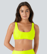 Solid U Neck Bikini Top Swimsuit