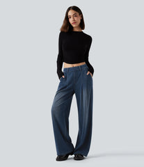 Halara Flex™ Mid Rise Wide Leg Casual Jeans with Pockets