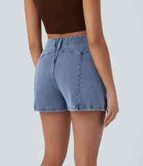 Halara Flex™ Mid Rise Zipper Pocket Denim Casual Shorts 3''