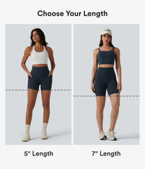 Halara Ultrasculpt™ High Waisted Tummy Control Crossover Back Running Biker Shorts 7'' with Pockets