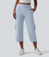 Halara Flex™ Mid Rise Straight Leg Cropped Casual Cargo Jeans with Pockets