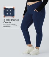 Halara Flex™ High Waisted Crossover Pockets Denim 7/8 Plus Size Work Leggings