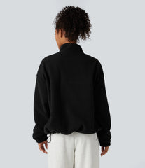 Reversible High Neck Long Sleeve Zipper Fleece Hiking Jacket with Pockets (Two Looks in One)
