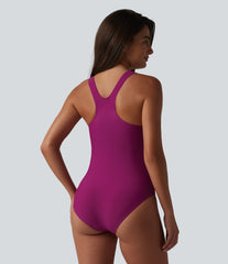 Built-in Bra Tummy Control Leopard Print One-Piece Swimsuit