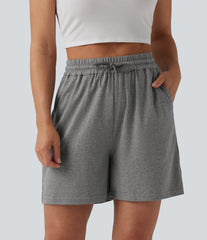 High Waisted Drawstring Casual Baggy Shorts 5'' with Pockets