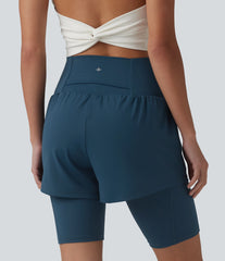SoftlyZero™ Airy Super High Waisted 2-in-1 InstantCool Yoga Shorts 9'' with Pockets