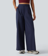 Mid Rise Contrast Mesh Quick Dry InstantCool Workout Straight Leg Pants with Pockets-UPF40+