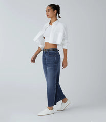 Halara Flex™ Low Rise Zipper Pockets Barrel Leg Casual Jeans