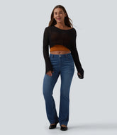 Halara Flex™ Low Rise Bootcut Draped Lyocell Casual Jeans with Pockets