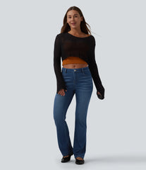 Halara Flex™ Low Rise Bootcut Draped Lyocell Casual Jeans with Pockets