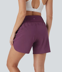Breezeful™ High Waisted Pockets 2-in-1 Curved Hem Quick Dry Running Shorts 5.5''-Longer Length