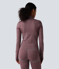 OneForm Seamless Flow Stand Collar Zipper Long Sleeve Thumb Hole Yoga Warming Jacket