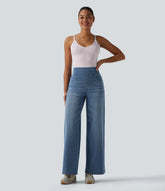 Halara Flex™ High Waisted Tummy Control Wide Leg Casual Jeans with Pockets
