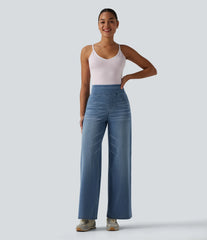 Halara Flex™ High Waisted Tummy Control Wide Leg Casual Jeans with Pockets